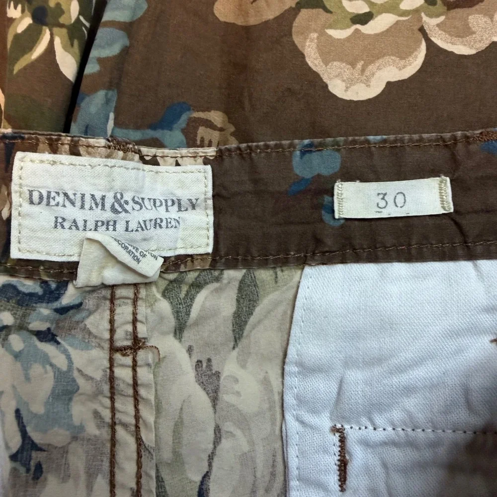 Denim & Supply Ralph Lauren Mens 30 Floral tropical Cotton Twill Chino Shorts